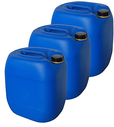 kanister-vertrieb® 3 Stück 30 L Kanister Wasserkanister Kunststoffkanister blau DIN61 + Etiketten