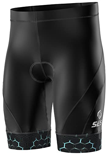 SLS3 Triathlon-Shorts für Herren – hochwertige Herren-Shorts mit Reißverschlusstasche hinten, leicht, schnell trocknend und gepolstert für Schwimmen, Radfahren, Laufen, Black Graphit/Honeycomb, Groß