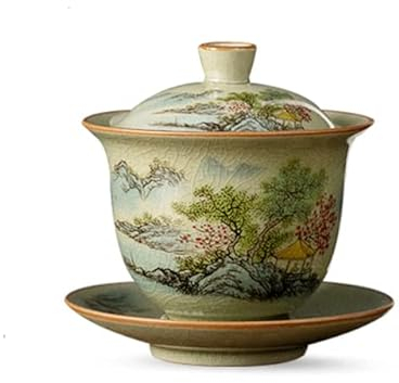 YUWEN Cerámica apertura paisaje Gaiwan para té cerámica sopera taza de té chino cuencos de té Vintage Chawan té Ceramony Set