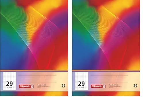 Brunnen 104492902 Schulheft A4 (16 Blatt, 5 x 9 mm rautiert, Lineatur 29) (Packung mit 2)