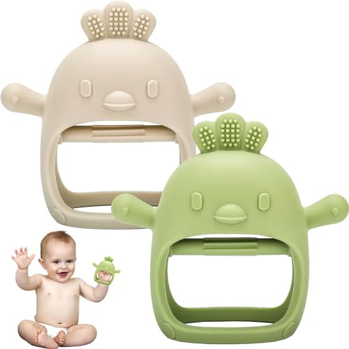 2 Pcs Gant Dentition Bebe, Anneau Dentition Bebe Refrigerant, Jouet Bébé 3 6 9 Mois 1 An, Cadeau Bebe Naissance, Gant Jouet Dentition Bébé, Tetine Grignoteuse Dentition pour Bebe Garcon Fille