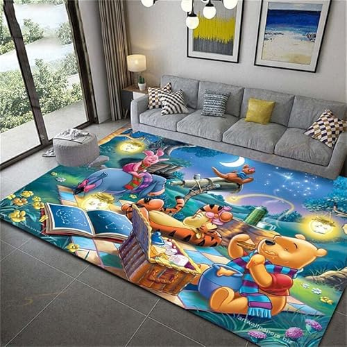 MUICIN Cartoon Winnie The Pooh 3D Gedruckt Teppich Wohnkultur Weiche Flanell Schlafzimmer Teppich Baby Spielen Krabbelteppich für Wohnzimmer .,80 * 120cm