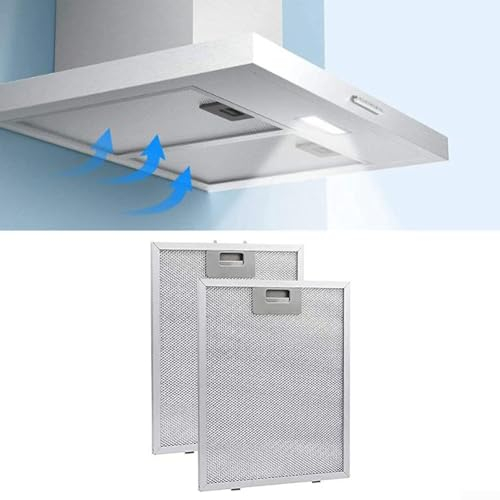 Cooker Hood Metal Grease Filter Metal Mesh, Kitchen Extractor Fan Filter Stainless Steel Mesh (Silver, 320X260x9mm) - 2 Pcs