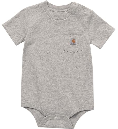 Carhartt Unisex, baby, kortärmad bodysuit, väska, t-shirt, onepiece, kortärmad bodysuit, väska, t-shirt, onepiece, Ljunggrå, 12 månader