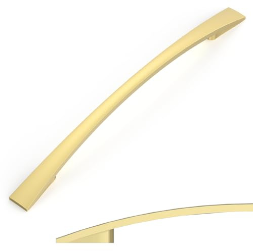 Amerdeco 10 Stück Möbelgriffe Brushed Gold Schrankgriffe Küchengriffe 160mm Lochabstand Schubladen Griffe Schubladengriffe Griffe für Küchenschränke Kleiderschrank UK0023