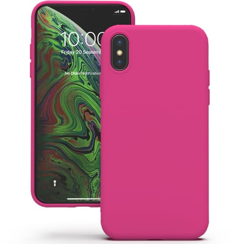 YATWIN Hülle für iPhone X/iPhone XS, Silikon Handyhülle mit Futter, 1mm Kamera und Displayschutz, Dünn & Leicht, Anti Kratzer Case, Magenta