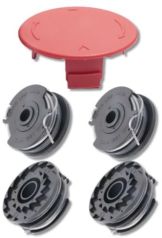 Bobinas de hilo y Tapa Compatible con Bosch Art 24 27 30 Art 30-36 Li y AdvancedGrassCut36, F016L72438 Carretes Hilo para Recortadoras (4 Bobine hilo y 1 Tapa)