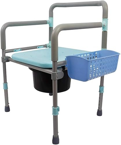 YIHANSS Stuhl, Behinderten-Toilettensitz, Badewannen-Toilettenstuhl, extra breit, zusammenklappbar, Nachtstuhl mit Griffen und Eimer, abwischbar, leicht höhenverstellbar, für Erwachsene