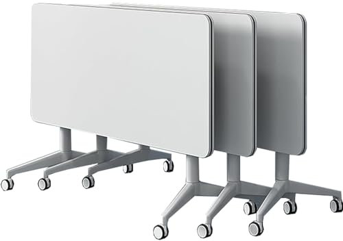ZNQNDSR Konferenztisch Klappbarer Konferenztisch, Moderne Konferenztische fürs Büro, mobiler Klapptisch mit Lenkrollen (3 Stk.)(55.1x15.7x29.5in)