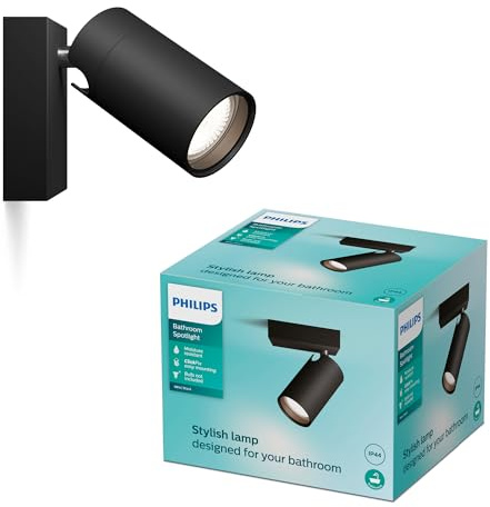 PHILIPS Idris LED 1er Spotleuchte, GU10 Lampe nicht enthalten, Schwarz, IP44, wasserfest