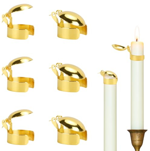 6 Pieces Candle Snuffers, Exquisite Automatic Candle Extinguisher, Metal Wick Flame Snuffer, Candle Wick Snuffer Stopper, Candle Put Out Tool Suitable for Long Candles with Diameter of 20-22mm