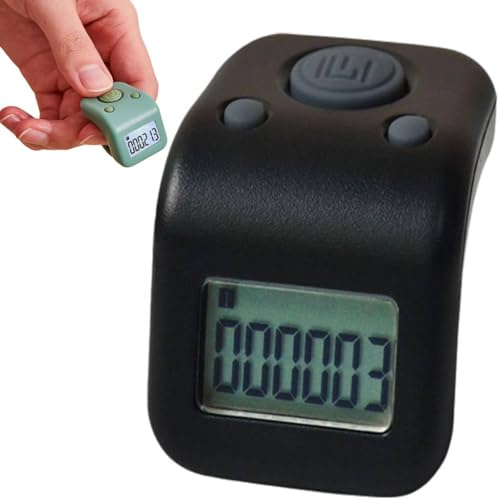 Compteur de comptage portable étanche à 6 chiffres, compteur de doigts rechargeable, compteur numérique manuel, compteur de tours, compteur de tours avec LED (noir)