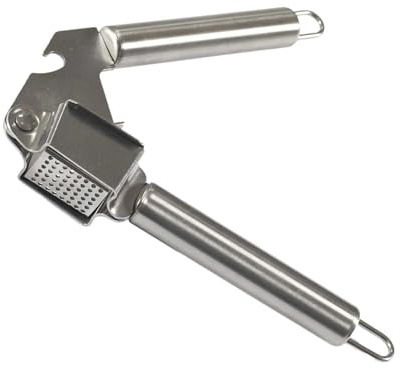 COOK CONCEPT - KU6653 Presse-Ail Manuel en INOX - Conçu pour Cuisine Ergonomique - Multifonction avec Décapsuleur - Facile à Nettoyer - Taille Unique - Couleur Argent