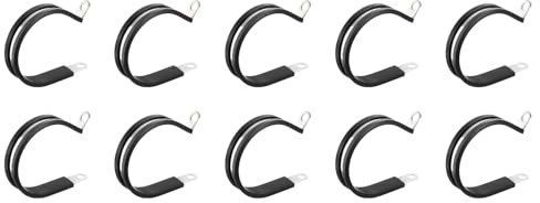 sourcing map 10pcs 304 Stainless Steel Cable Clamps 2 Inch Rubber Cushioned Insulated Clamp Metal Loop Pipe Clamp for Tube Pipe Wire Cord Installation
