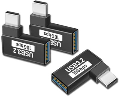 3 Pack | Adaptador USB-C a USB 3.0 | Ángulo Recto 90 Grados | Adaptador USB-C Macho a USB 3.0 Hembra OTG | Compatible con MacBook Air Pro, computadora portátil, Samsung Galaxy, iPhone 15 16 Pro Max