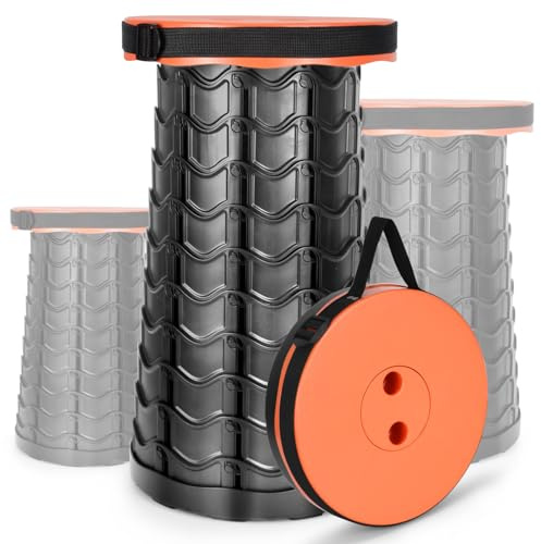 HIGSPE Bärbar hopfällbar pall vikbar, miniteleskoppall 6,5–45 cm justerbar höjd, plastpall lätt campingpall för utomhus camping fiske BBQ kök, belastning 180 kg/397 lb