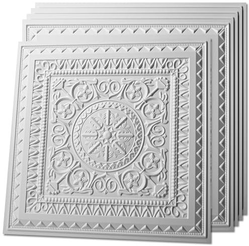 Art3d Deckenfliesen PVC 61 x 61 cm Kunststoffplatte Weiß 12 Stück
