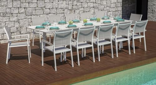 Maligi Home MG/Gladiolo Ausziehtisch aus weißem Aluminium 200/300 x 102 cm