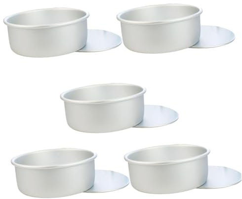 HOLIDYOYO 5piezas Molde Redondo Aluminio Anodizado Con Base Desmontable Para Mini Tartas Antiadherente Molde Bizcocho Horno Para Repostería Fácil y Saludable