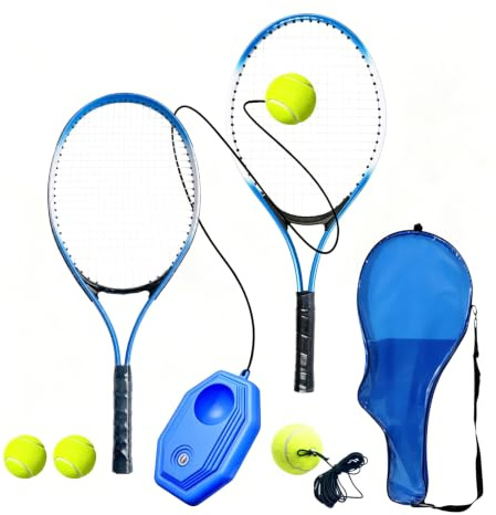 Ensemble d'entraîneur de Tennis, équipement de rebonds de Tennis avec balles, Raquettes et Sac de Transport pour Les débutants Joueurs Enfants Adultes âgés de 3 Ans et Plus