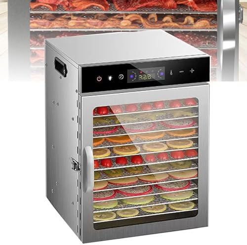 Dörrgerät mit 18 Einschüben, digitalem Timer und Temperaturregelung, großer kommerzieller Dörrtrockner für Obst, Gemüse, Beef Jerky, Kräuter, Hundeleckerlis, Fruchtleder