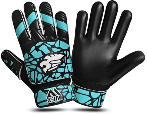WFX Torwarthandschuhe für Kinder, Jungen, Jugendliche, Fußball-Torwarthandschuhe mit doppelter Handgelenkstütze, Fußball-Torwarthandschuhe, griffiger Handflächenschutz (Aqua, Größe 4, geeignet für 6