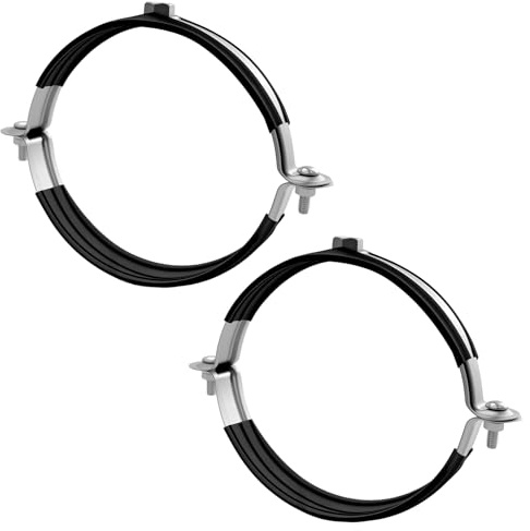 Colliers de serrage 110 mm, galvanisés avec insert en caoutchouc, pour tuyau de ventilation et d'évacuation, supports