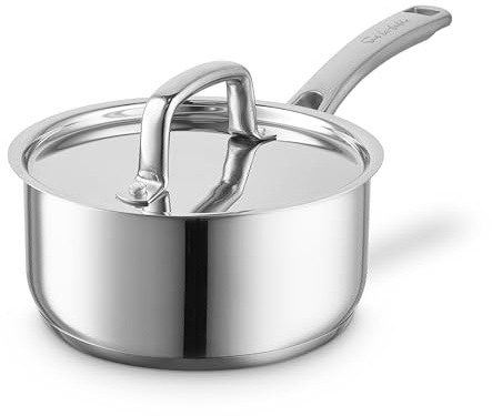 Sur La Table 18cm Saucepan, Riveted Steel Handle and Lid, Induction Compatible, Stainless Steel