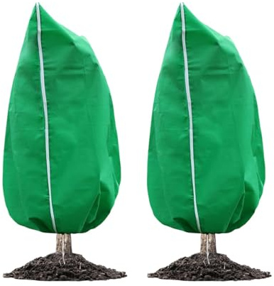 2 protezioni invernali per piante 80 x 100 cm, protezione antigelo in tessuto non tessuto con cerniera e coulisse per piante da frutto, sacco di protezione invernale per pomodori, mirtilli all'aperto