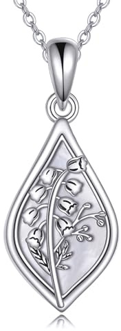ONEFINITY Lily Of The Valley Chaîne en argent sterling 925 Lily Of The Valley Fleur Pendentif Mai Naissance Fleur Bijoux Cadeaux pour femme