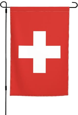 Bandiera svizzera decorativa da giardino, 30,5 x 45,7 cm, antirughe e anti-sbiadimento, adatta per giardino, cortile, prato, balcone