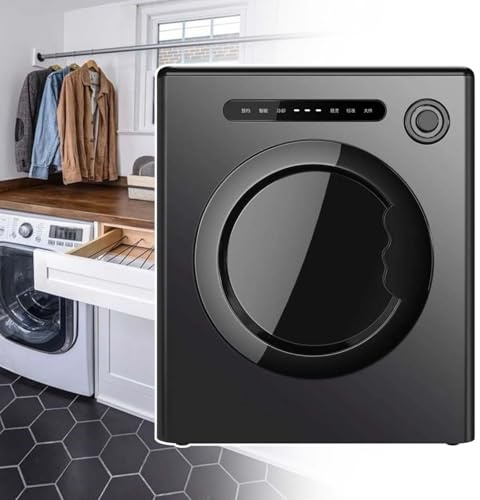HCAUYNN Portable 4Kg Clothes Dryer,Electric Clothes Dryer Machine, Compact Tumble Dryer Laundry For Apartment Black