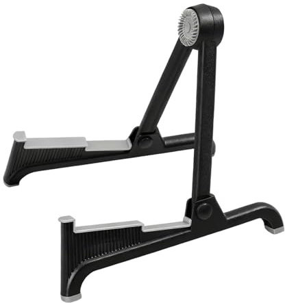 Amagogo Soporte de guitarra plegable con patas de goma antideslizantes, soporte de suelo tipo a para y, Negro Y Gris