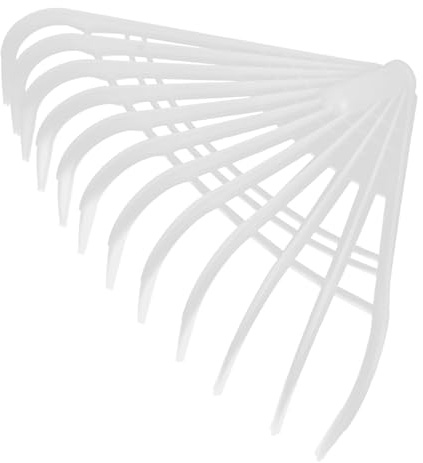 TOPBATHY Rastrello in Plastica Bianco per Giardino e Prato Denti Morbidi e Spaziatura Fine, Leggero e Resistente, la Cura del Prato la Raccolta delle Foglie