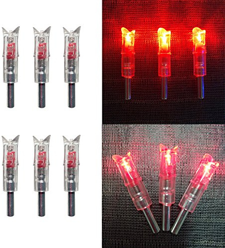 SHARROW Encoche de Flèche Lumineuses Éclairé LED Lighted Nocks Flèche Arbalète Nock Automatiquement ID 0.297-0.302 Encoche pour Les Flèches de l'arbalète(Rouge, 3pcs)