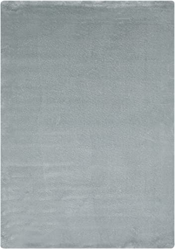 andiamo Teppich Lambskin - Kunstfell - flauschiger Teppich Schlafzimmer - geeignet als Bettvorleger Schlafzimmer oder als Fellteppich Wohnzimmer - Lammfellimitat pflegeleicht 120 x 170 cm hellgrau