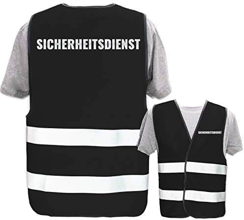 Hochwertige Warnweste mit Leuchtstreifen * Bedruckt mit: Sicherheitsdienst (Reflektierend) * Farbe + Größe: Schwarz (3XL/4XL) * Thema Sicherheit und Team * Farbiger oder Reflektierender Druck