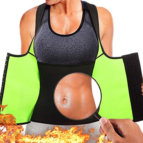 Chumian Neoprene Waist Trainer Corset Sauna Sweat Vest Weight Loss Slimming Body Shaper Workout Tank Tops Women (Black, Large)