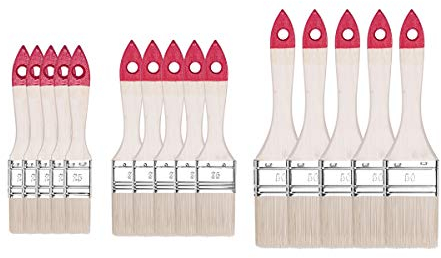 M7 15 STK. Flachpinsel-Set: 1“ – 5 STK. (ca. 25 mm), 1,5“ – 5 STK. (ca. 38 mm), 2“ – 5 STK. (ca. 50 mm) Serie 30, Lackierpinsel mit Synthetischen Borsten, Malerpinsel mit Naturholz und Stahlzwinge