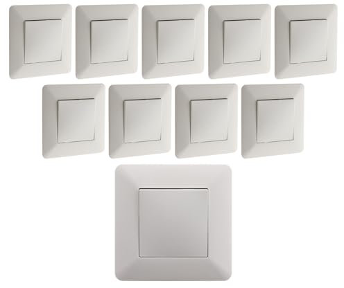 Zenitech Lot de 10 interrupteurs va et Vient 10A - Blanc - Artezo