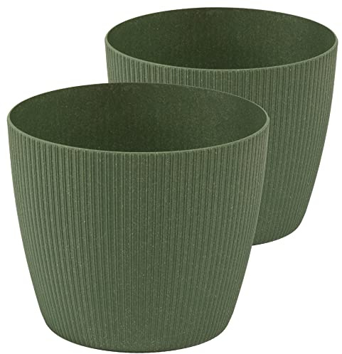 Tymar Blumentopf, 2er-Pack, Runde Form, Übertopf ((2pack) Waldgrün, ø 13,5 cm)