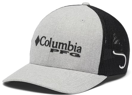 Columbia PFG Logo Mesh Ball Cap Gorra, Cool Grey Heather/Black, S-M Unisex Adulto