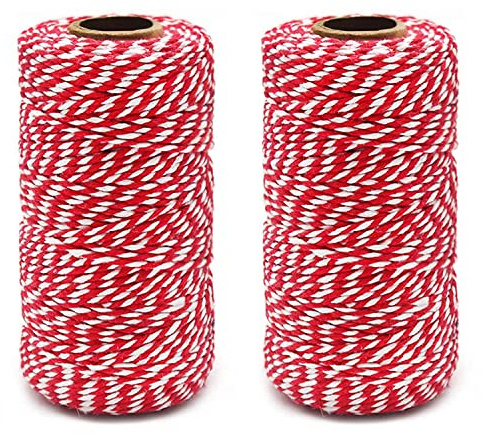 ZZRanYe 2 rollos de 200 m, cuerda de embalaje, cuerda duradera, cuerda de Navidad, para jardinería, decoración, atar cajas de pasteles y pastelería, manualidades y envoltura de regalos, para arte y