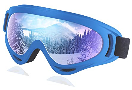 Maschere da Sci, Anti Nebbia Occhiali da Neve, Unisex Occhiali da Sci OTG, 100% Anti-UV Antivento Sunglasses, Occhiali da Moto Casco Compatibile, Alta Chiarezza Ottica, per Uomo Donna Adulto Giovane