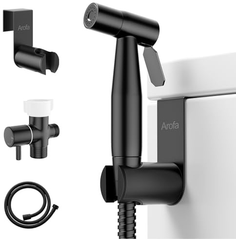 Arofa Black Bidet Sprayer for Toilet, Handheld Jet Sprayer Adjustable Water Pressure Muslim Shower with Bidet Hose, Bidets Faucet for Existing Toilets Cloth Diaper Spray for Baby/Feminine Wash
