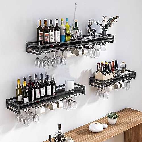 SAGIDAR Colgador De Almacenamiento De Copas, Estante De Vino Colgante, Soporte para Vasos De Hierro, 60/80/100cm, Almacenamiento Abierto, Negro/Blanco/Oro, para Familia, Restaurante, Hotel Bar