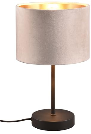 Trio Leuchten Tischleuchte Julieta 519000144, Metall Schwarz matt, Schirm Samt Beige/goldfarbig, exkl. 1x E27