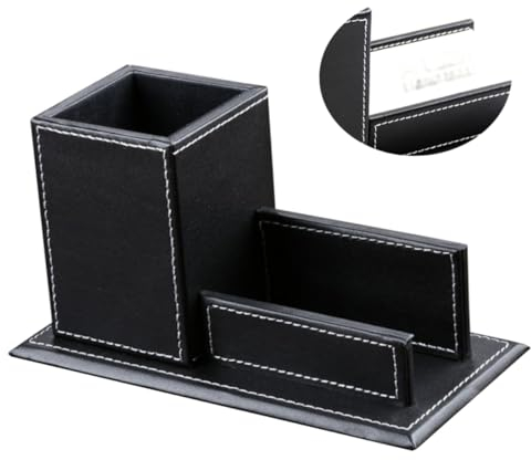 MAGICLULU Pu-leder Stifthalter Für Schreibtisch Schreibtisch-organizer Aus Pu-leder Business-ständer Für Schreibtisch Bürobedarf-organizer Stiftehalter Schwarz