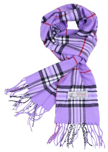 TZ Promise Plaid Cashmere Feel Classic Soft Luxurious Winter Scarf For Men Women (Lavender)