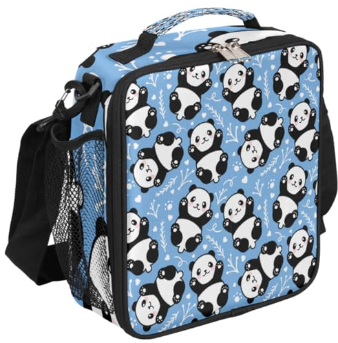 WowPrint Lunchtasche mit süßem Bären-Panda-Motiv für Erwachsene Kinder Männer Frauen Mädchen Jungen Tier-Panda isolierte Lunchbox Tragetasche Kühltasche für Arbeit Schule Outdoor